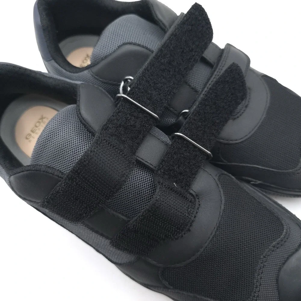 GEOX RESPIRA New‎ Wader LEATHER Sneakers Shoes 6.5 Big Kids Black ITALIAN PATENT
